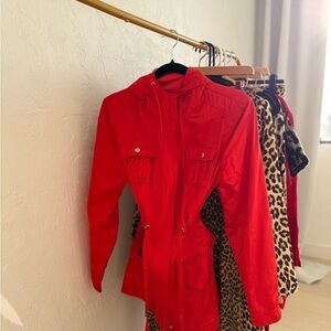 New York & Company Vibrant Red Utility Jacket